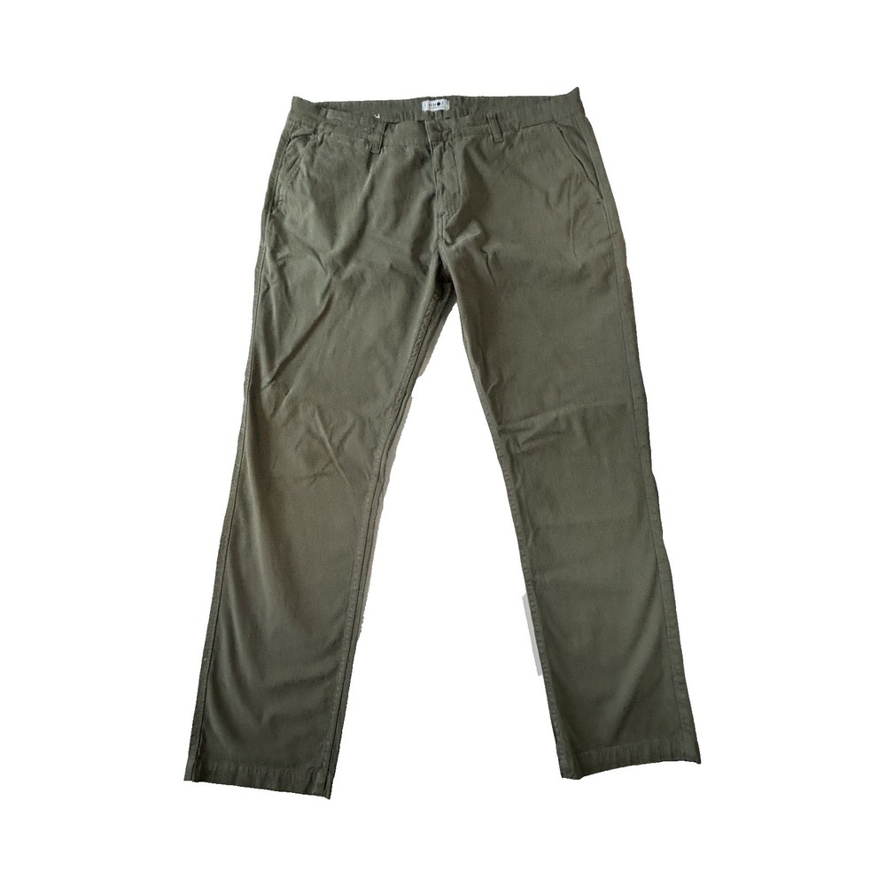 NN07 No Nationality Mens Chino Pants Olive Green 38x32 Slim Straight Cotton Stre